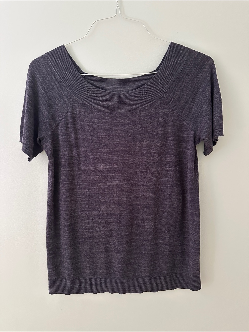 LOFT Gray Short Sleeve Knit Top
